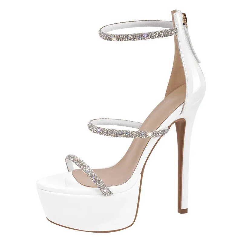 Platform Rhinestones Open Toe Thin High Heel Sandals