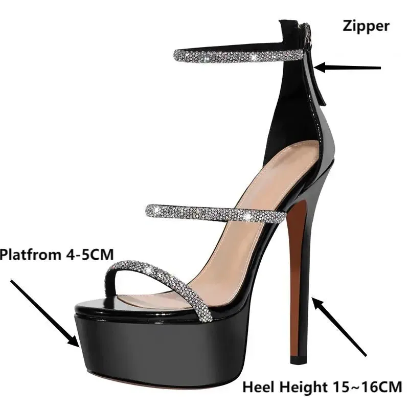 Platform Rhinestones Open Toe Thin High Heel Sandals
