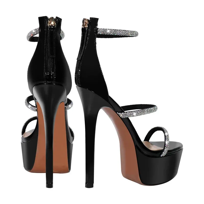 Platform Rhinestones Open Toe Thin High Heel Sandals