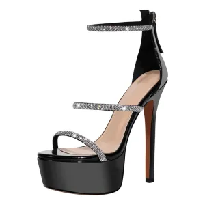 Platform Rhinestones Open Toe Thin High Heel Sandals