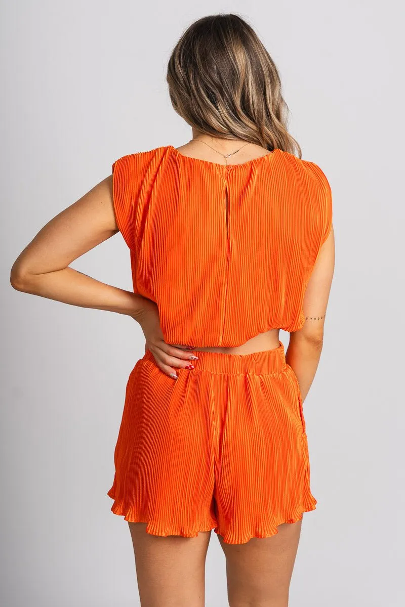 Pleated sleeveless tank top sunkist