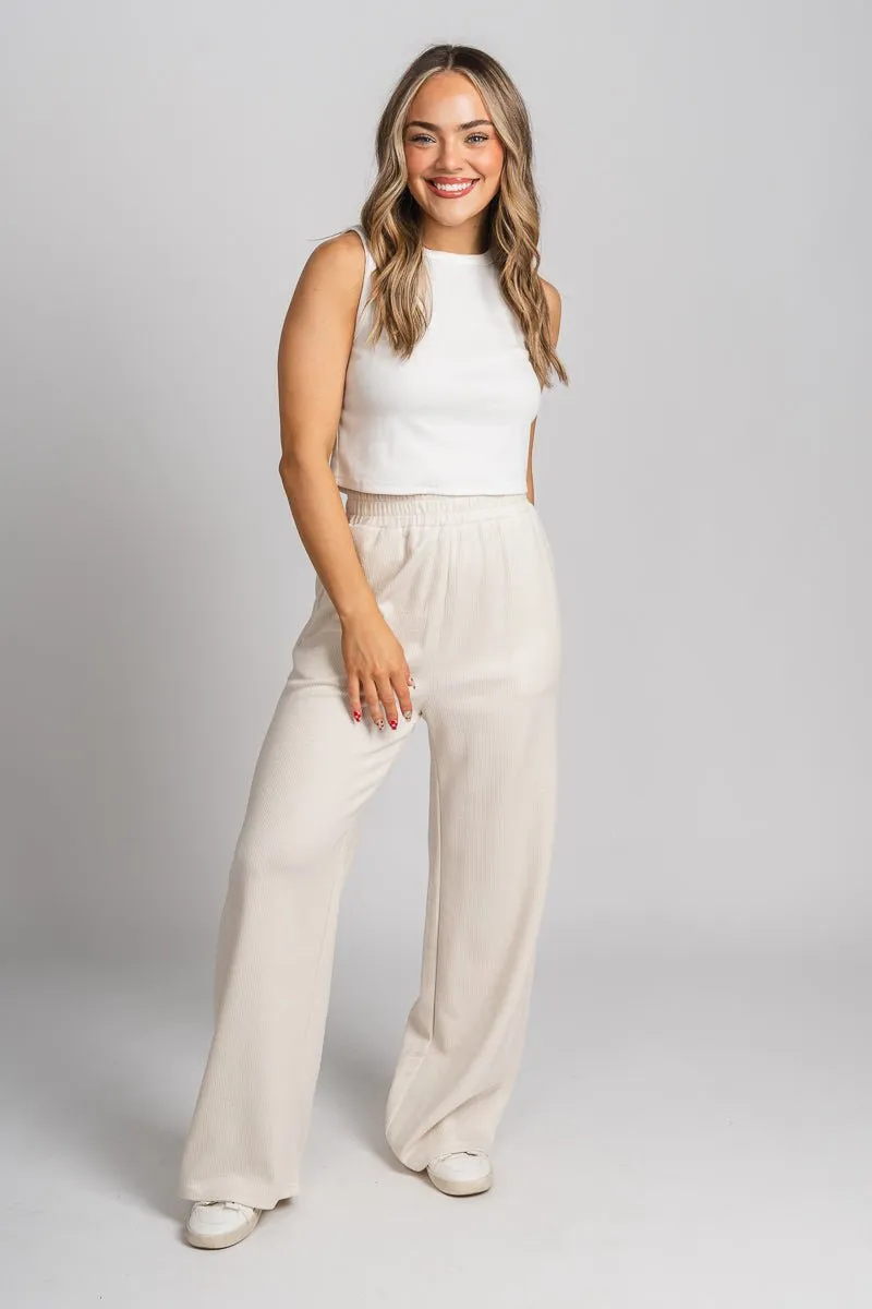 Ribbed sweatpants ecru