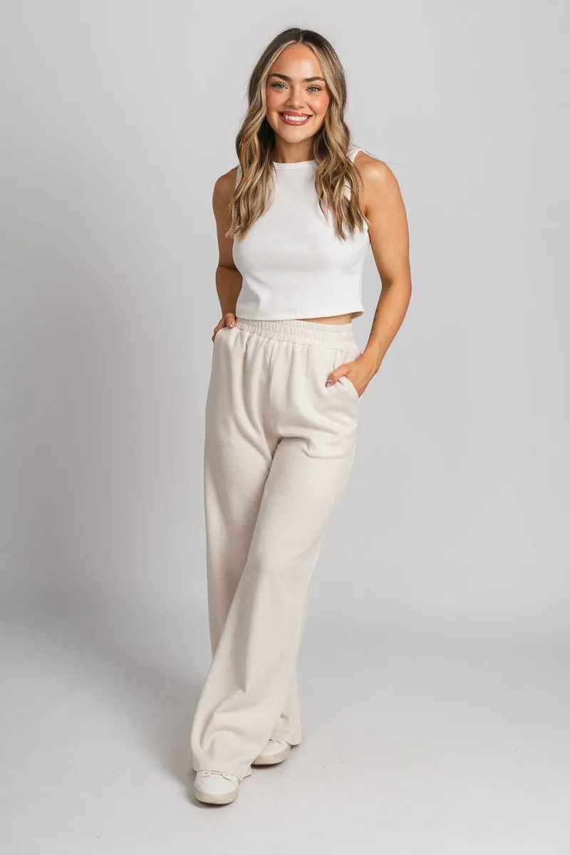 Ribbed sweatpants ecru