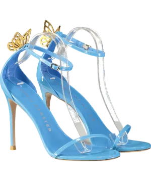 Sophia Webster Mariposa Blue / Gold Patent Butterfly Sandals 100 UK 8 EU 41 