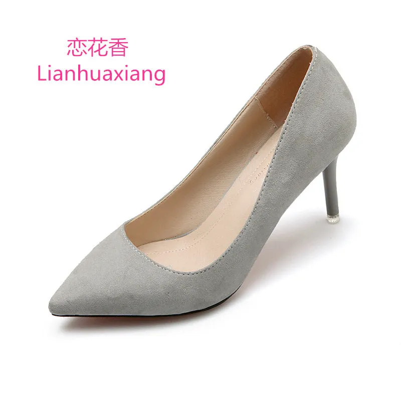 Stiletto Heel Suede Pure Color Pointed Toe High Heels Party Shoes