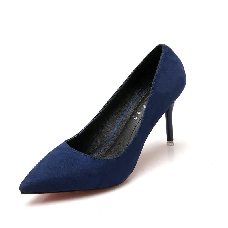 Stiletto Heel Suede Pure Color Pointed Toe High Heels Party Shoes