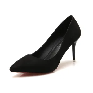 Stiletto Heel Suede Pure Color Pointed Toe High Heels Party Shoes