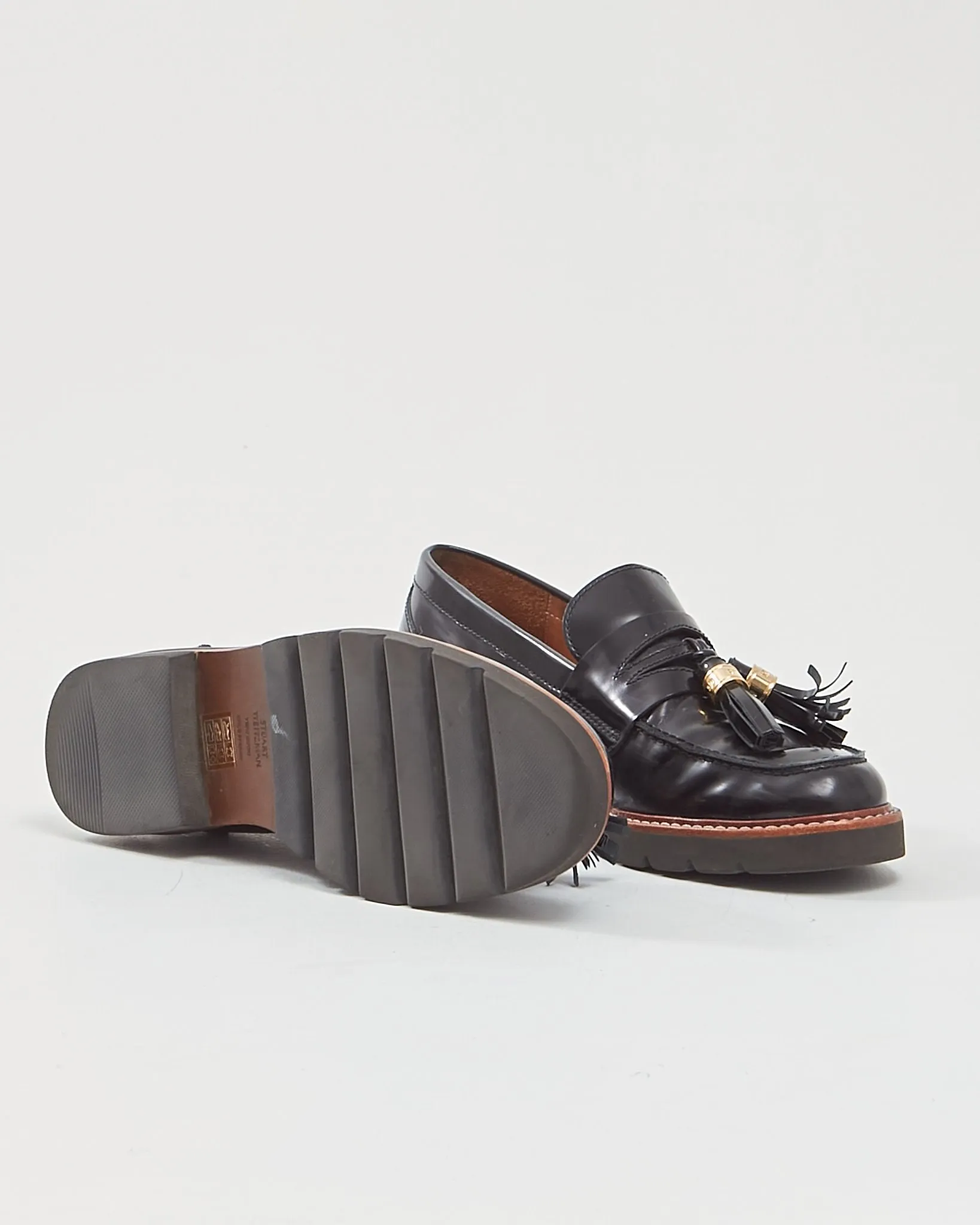 Stuart Weitzman Black Patent Leather Loafers - 8