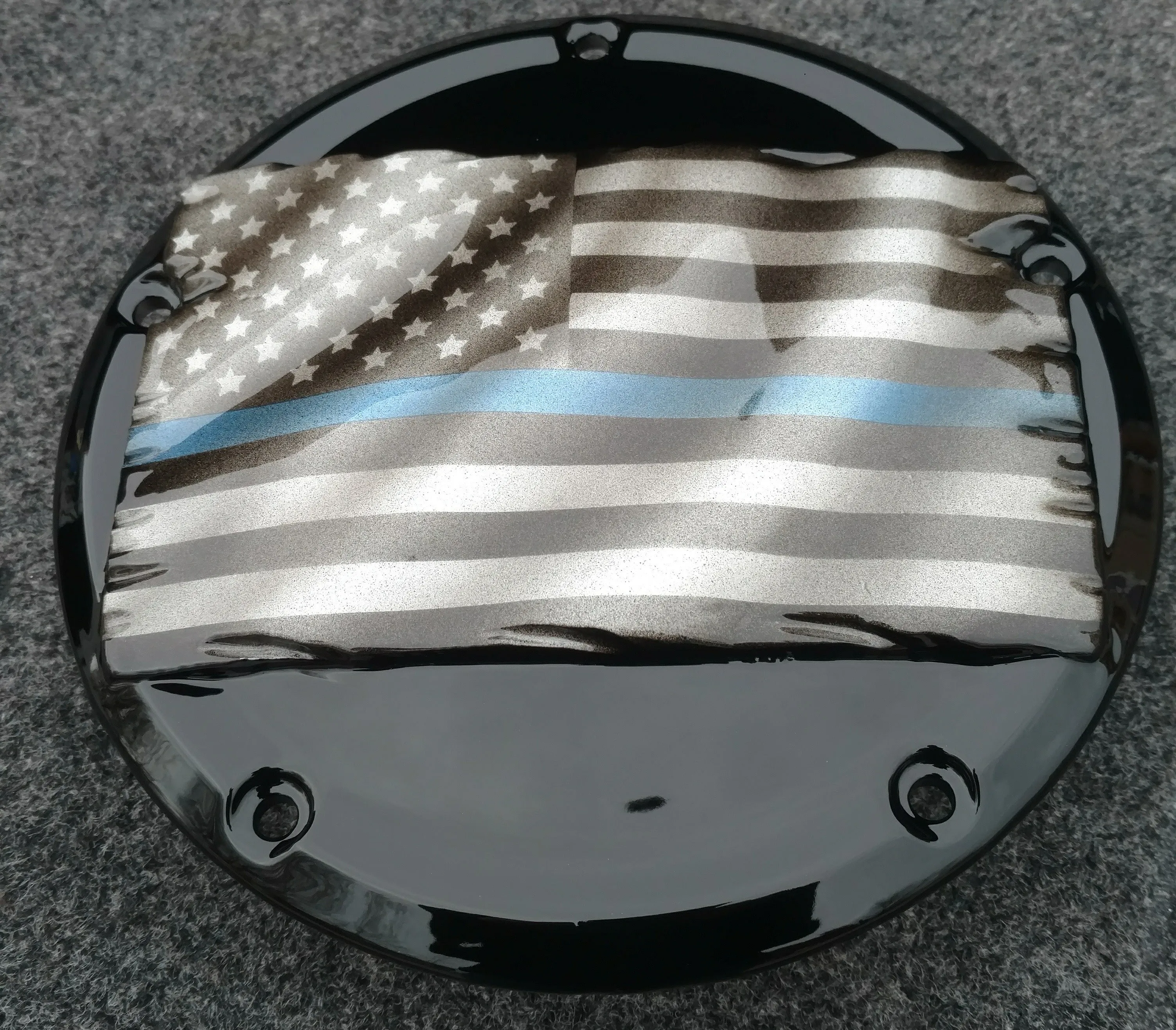 Tattered Thin Blue Line derby cover