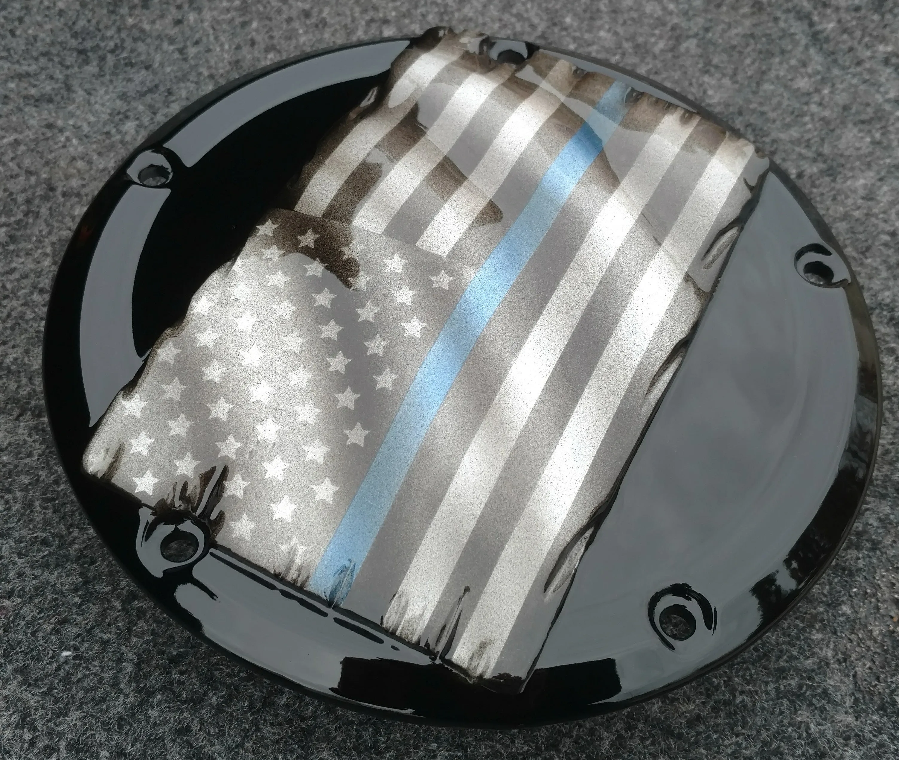 Tattered Thin Blue Line derby cover