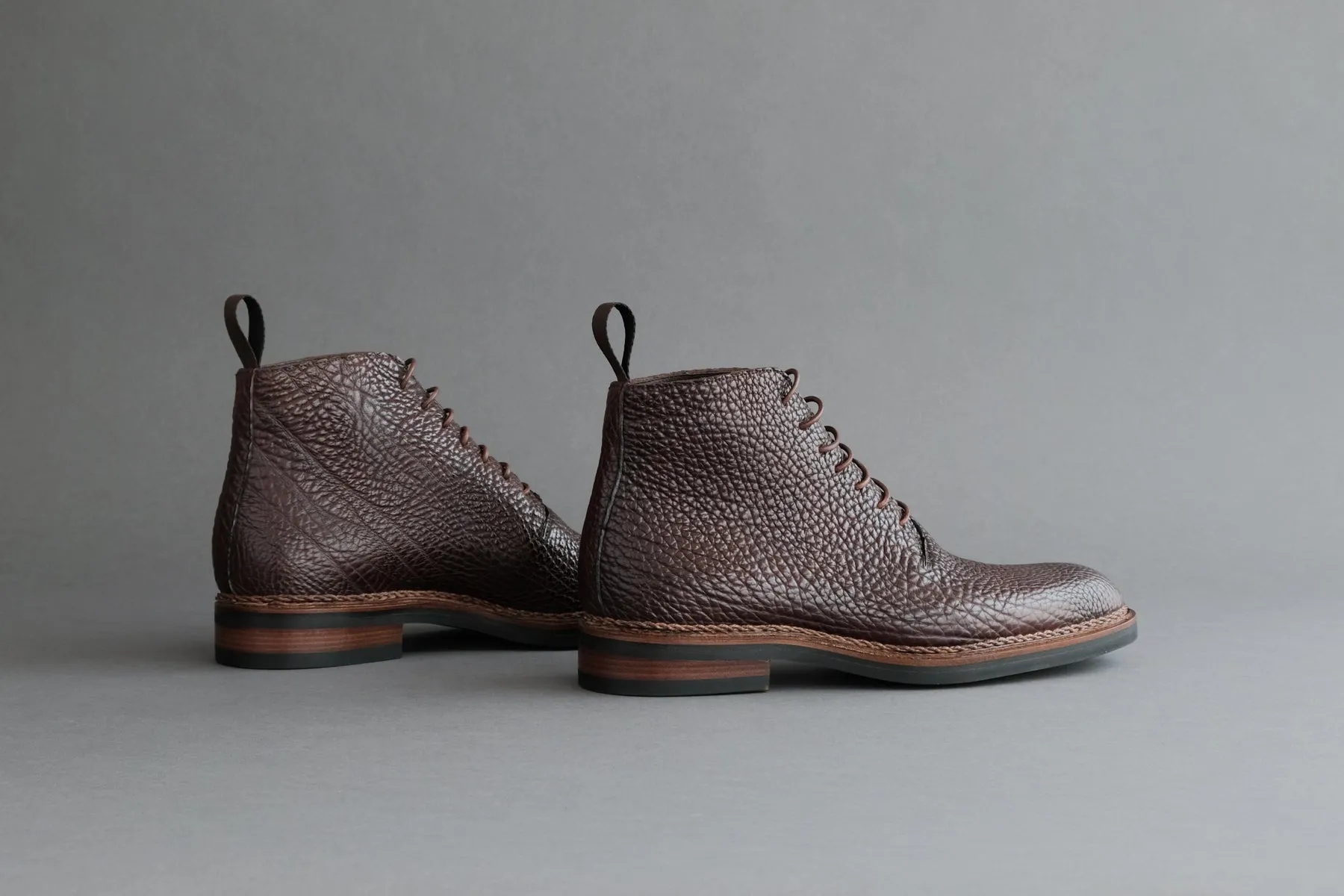 TwoThreeOne.Marco Wholecut Derby Boots from Shrunken Bull Leather