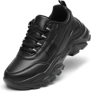 VZQ Chunky Sneakers for Women Leather Fashion Platform Walking Shoes Lightweight Comfortable Wedge Sports Sneakers