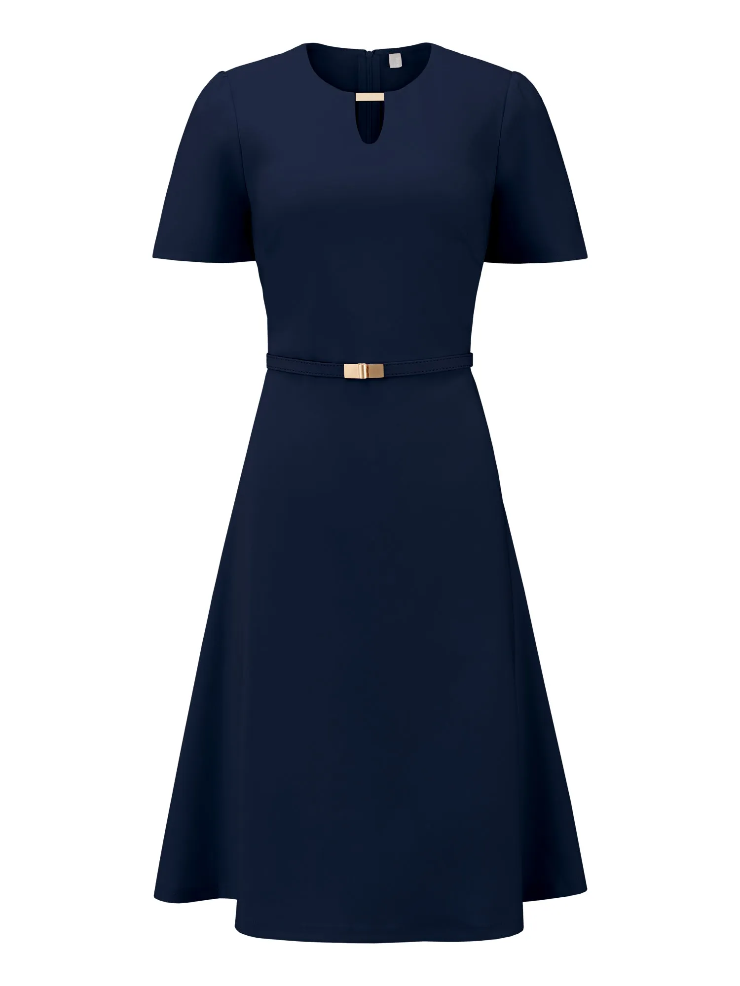 Women's Elegant A-Line Dress Choker V Neck Belted Wear to Work Fit and Flare Dresses