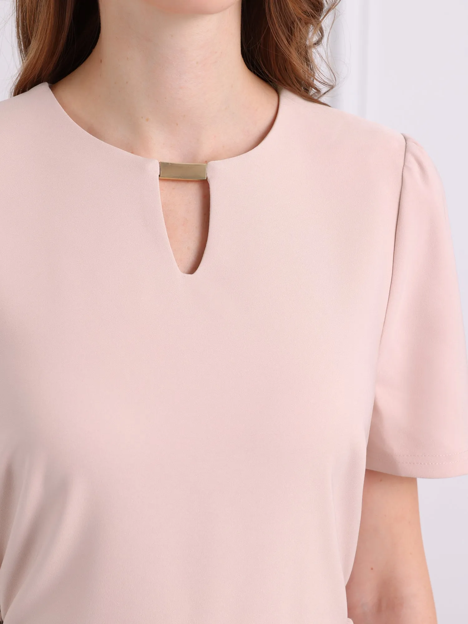 Women's Elegant A-Line Dress Choker V Neck Belted Wear to Work Fit and Flare Dresses