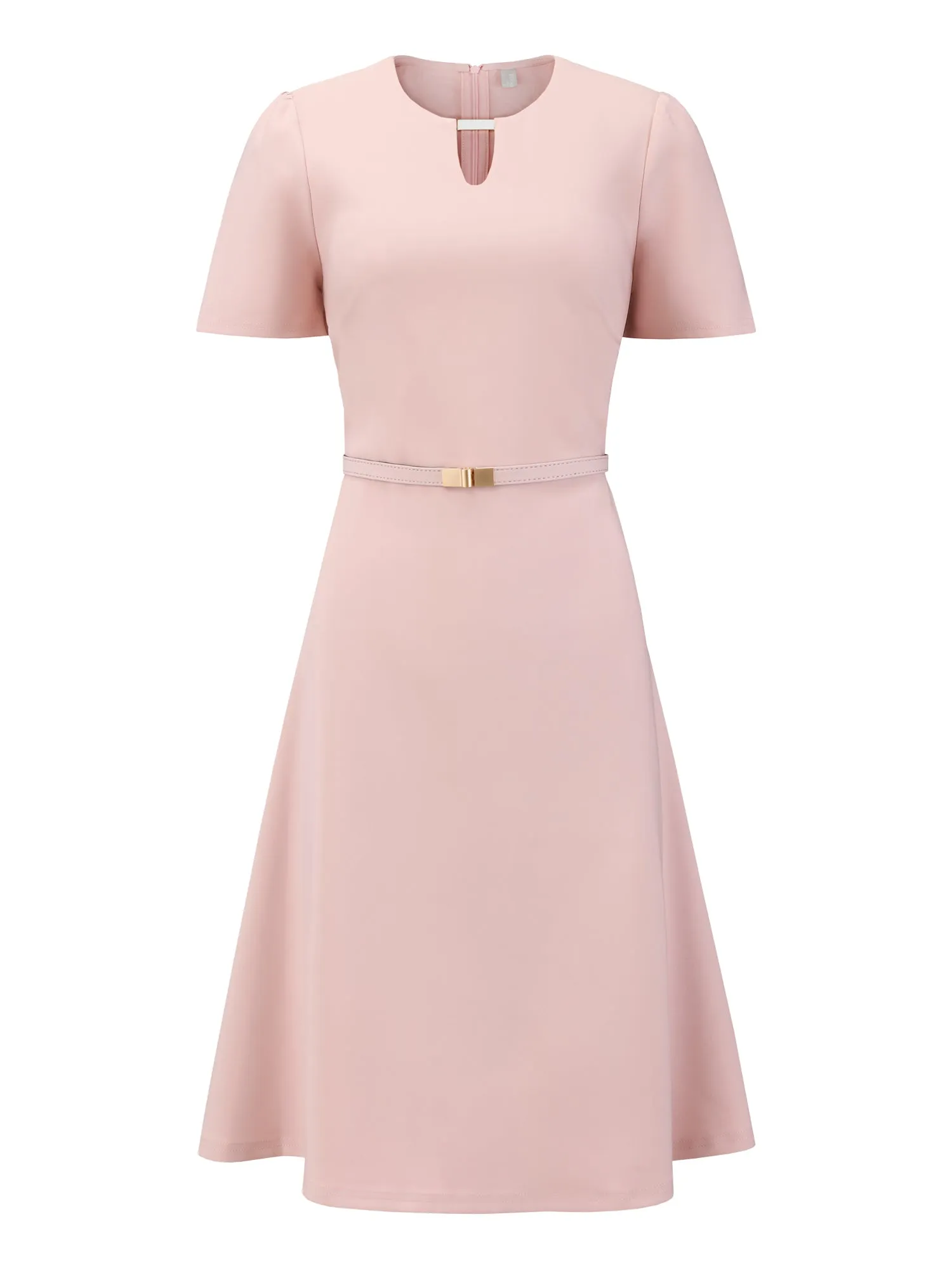 Women's Elegant A-Line Dress Choker V Neck Belted Wear to Work Fit and Flare Dresses