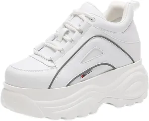 Women's High Platform Chunky Sneakers Lace-up Casual Dad Shoes